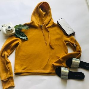 Mustard Yellow Cropped Hoodie